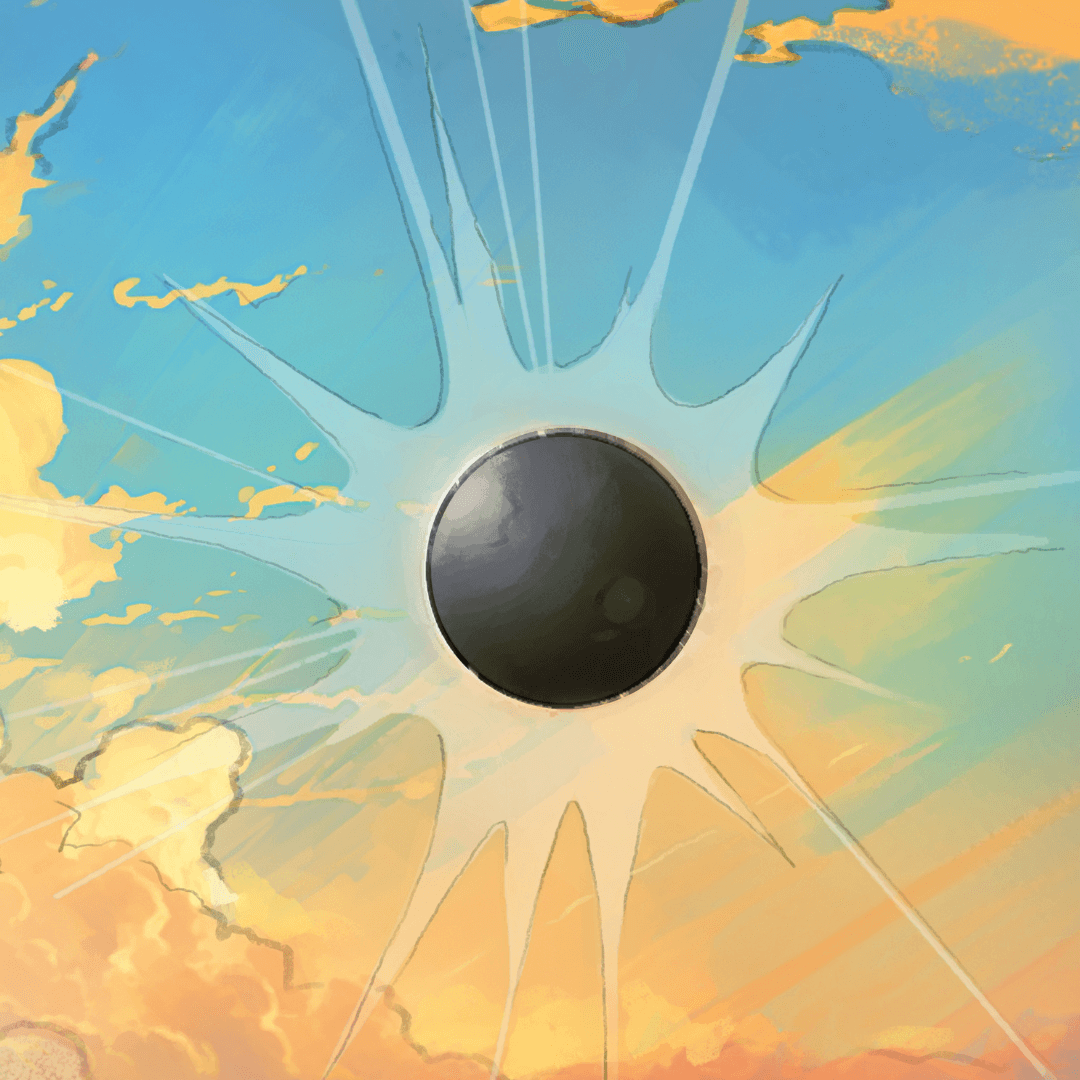 illustration of the sun covered by the moon during an eclipse